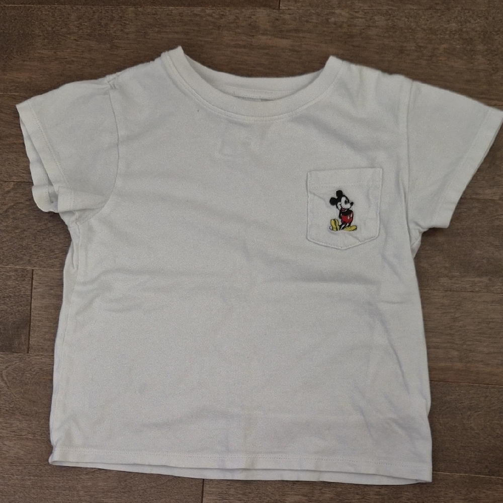 Disney Kids Cream T-Shirt with Mickey Mouse Pocket